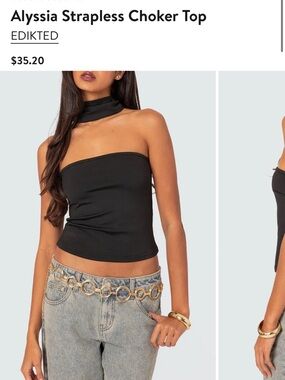 Edikted Black Crop Halter with Pink Branded Tag